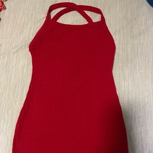 Red cross back mini dress
